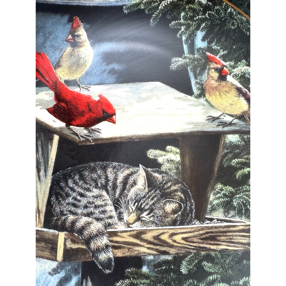 Vintage Bradford Exchange Cat Nap 1st issue-Nosy Neighbors 129H Cardinals w-Cat - Picture 2 of 7